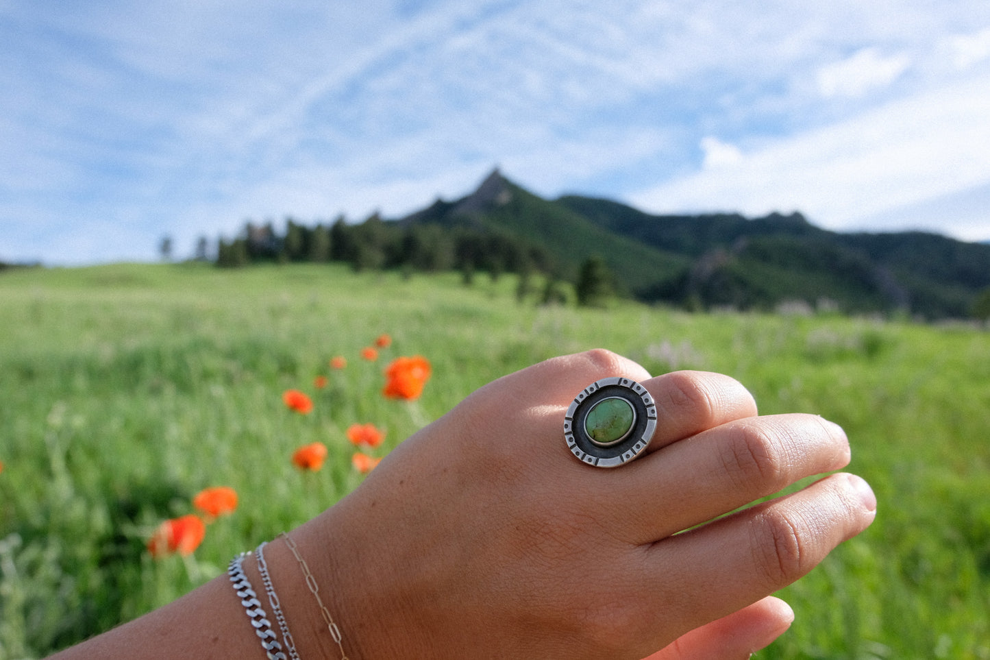 Turquoise Oval Ring || 7