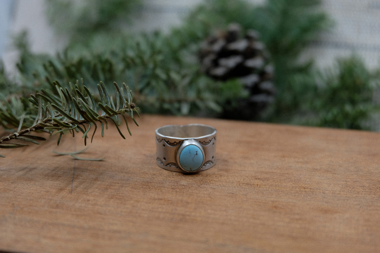 Turquoise Wide Band Ring #1 || Size 9.5