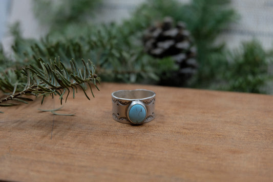 Turquoise Wide Band Ring #1 || Size 9.5
