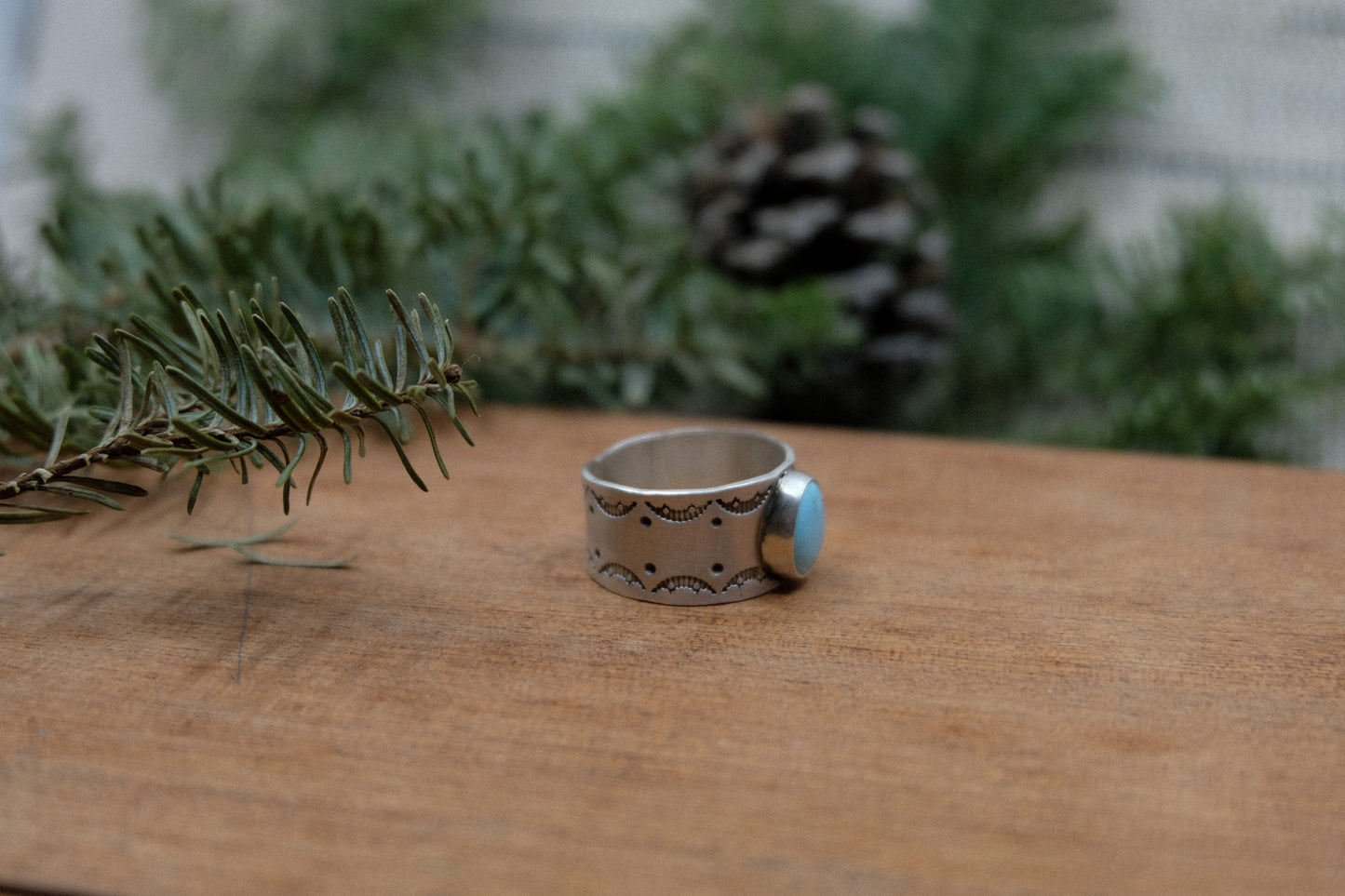 Turquoise Wide Band Ring #1 || Size 9.5