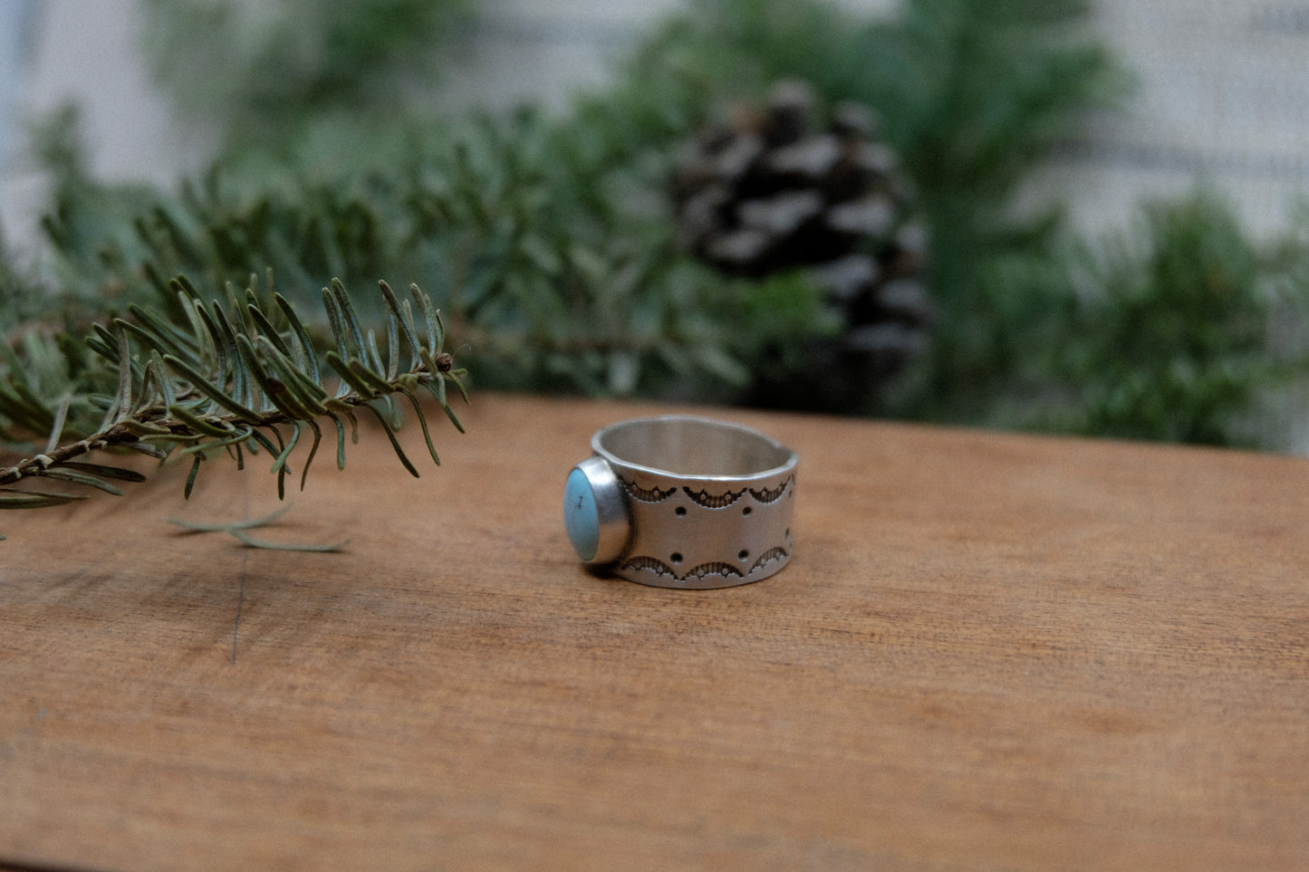 Turquoise Wide Band Ring #1 || Size 9.5