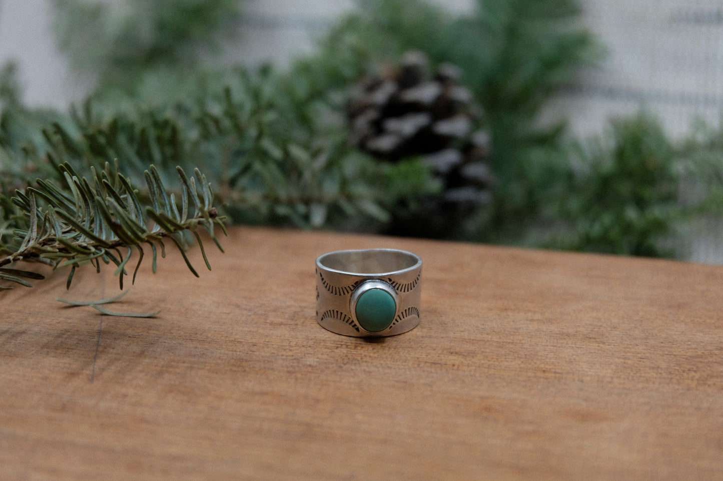 Turquoise Wide Band Ring #2 || Size 7