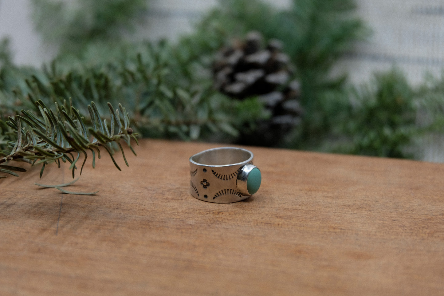 Turquoise Wide Band Ring #2 || Size 7