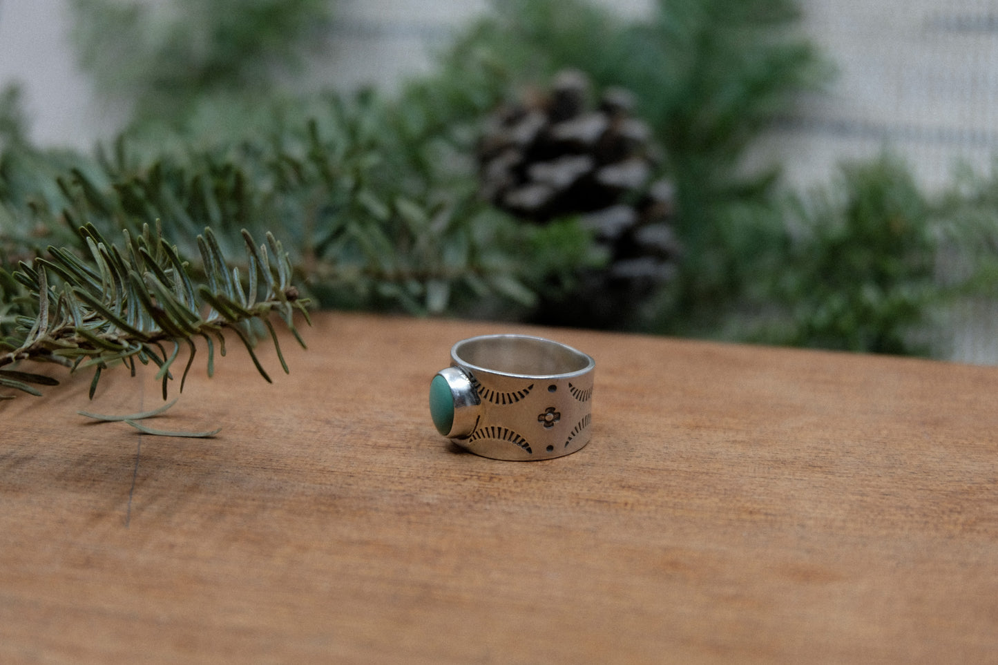 Turquoise Wide Band Ring #2 || Size 7