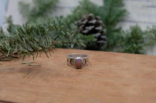 Pink Opal Wide Band Ring || Size 8.5